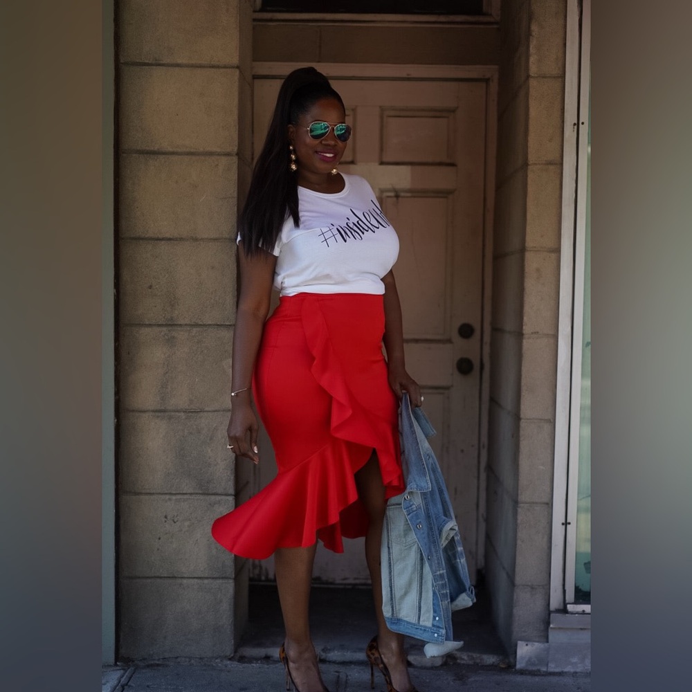 Red Ruffle Skirt - Picture 2 of 3